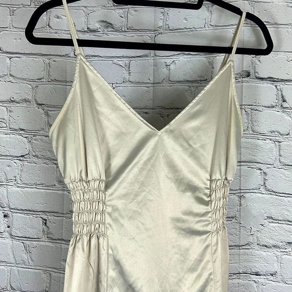 Zara slip dress gathered waist light silver size small - Picture 2 of 11